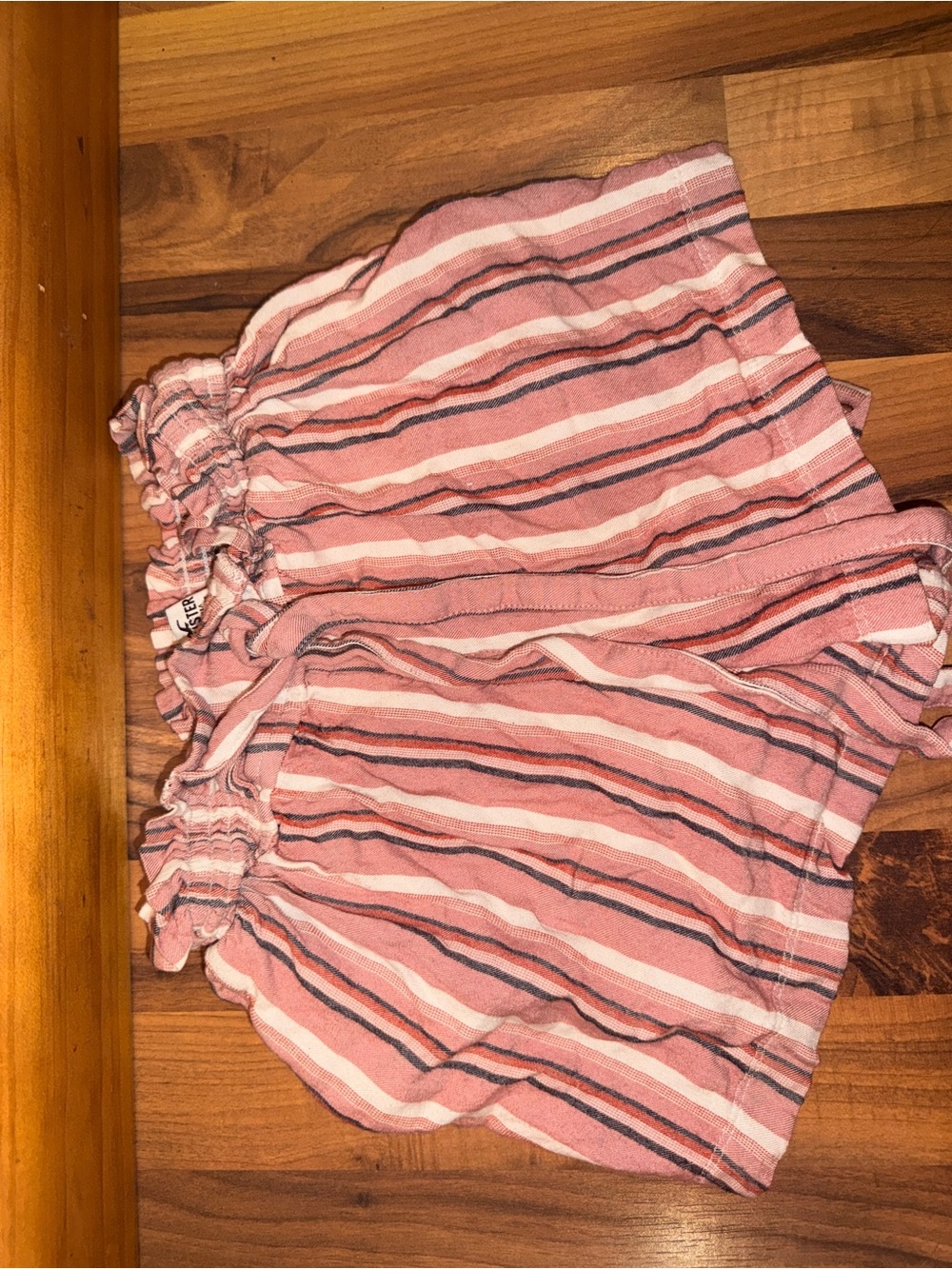 Hollister Pink and White Striped High Waist Women’s Shorts